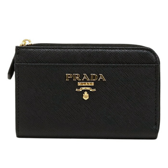 Prada Saffiano Leather Key Case Wallet L Zip Coin Multi Purpose Nero Black - Picture 2 of 11